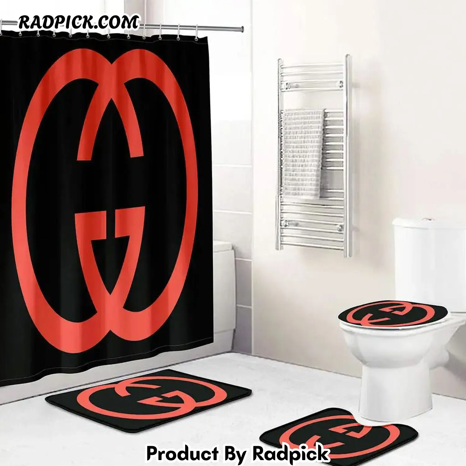 Gucci bathroom set black red logo full shower curtain 148 bathroom set rp387821